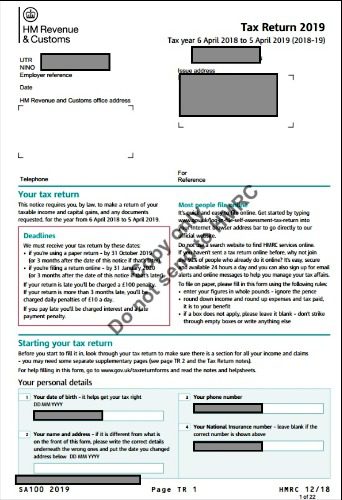 Tax return SA100